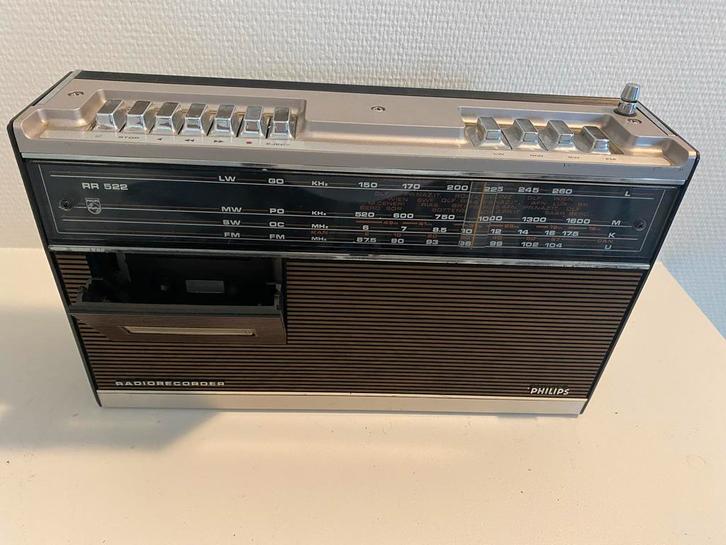 Vintage Philips R 522 Radio Cassettedeck Jaren 70, Audio, Tv en Foto, Radio's, Zo goed als nieuw, Radio, Ophalen of Verzenden