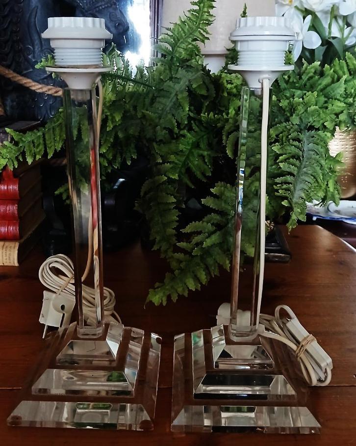 Twee vintage tafellamp van plexiglas perspex, Antiek en Kunst, Curiosa en Brocante, Ophalen of Verzenden