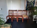 Gratis: 4 eetkamerstoelen hout, Ophalen, Gebruikt, Bruin, Hout
