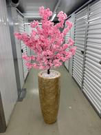Mooi schelpenvazen met bloesem boom, Ophalen of Verzenden, Glas, Minder dan 50 cm
