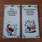 Tegels ca. 10x20cm 'Een ongeluk...' en ' Met een beetje...', Ophalen of Verzenden
