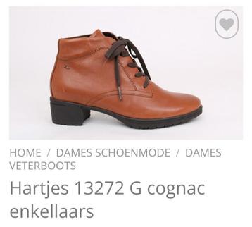 Hartjes enkellaarzen cognac leer, maat 4 ( 37) als nieuw beschikbaar voor biedingen