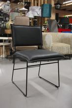 4 x luxe eetkamerstoel NORMAN Jess Design metaal & leer, Ophalen, Zwart, Zo goed als nieuw, Vier