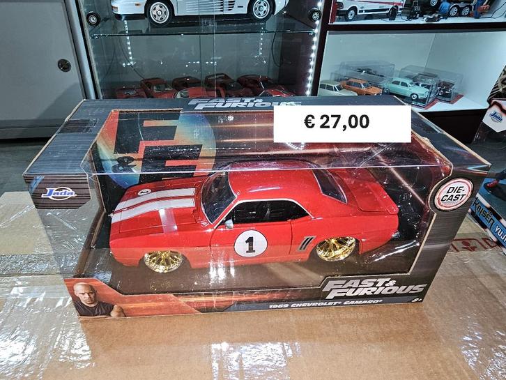 1:24 Jada Fast and the Furious 1969 Chevrolet Camaro rood, Hobby en Vrije tijd, Modelauto's | 1:24, Nieuw, Jada, Ophalen of Verzenden