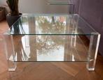 Salontafel glas met perspex poten, Huis en Inrichting, Tafels | Salontafels, Ophalen, Gebruikt, 50 tot 100 cm, Vierkant