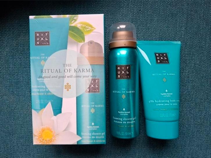 Nieuw! Rituals Karma kadosetje bodycreme & doucheschuim mini, Sieraden, Tassen en Uiterlijk, Uiterlijk | Lichaamsverzorging, Zo goed als nieuw