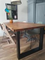 !In prijs verlaagd! Eettafel, stalen poten/Mango houten blad, Huis en Inrichting, Tafels | Eettafels, Zo goed als nieuw, Vijf personen of meer