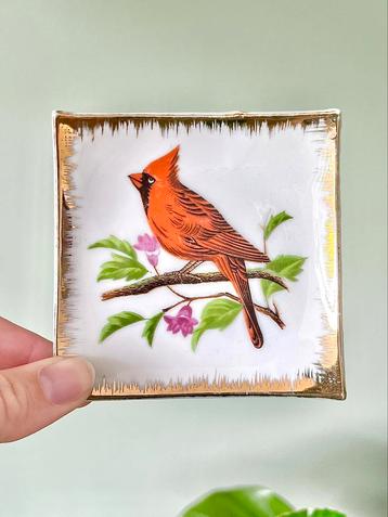 Vintage mini vogel wandbordje vogelprent beschikbaar voor biedingen