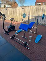Verstelbare drukbank met stalen gewichten + Kettler fiets, Sport en Fitness, Fitnessapparatuur, Ophalen, Gebruikt, Krachtstation