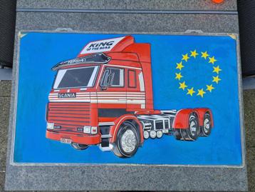 Origineel oude Scania 470 jaren 60 plastic ophang poster. beschikbaar voor biedingen