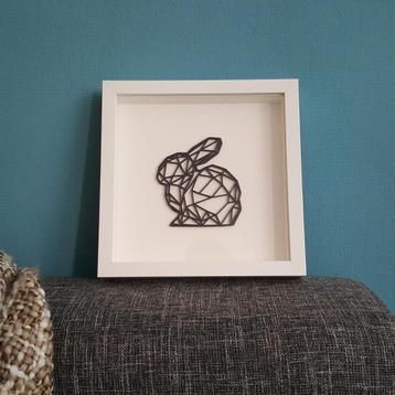 Unieke 3d geprinte bunny in passe-partout lijst beschikbaar voor biedingen