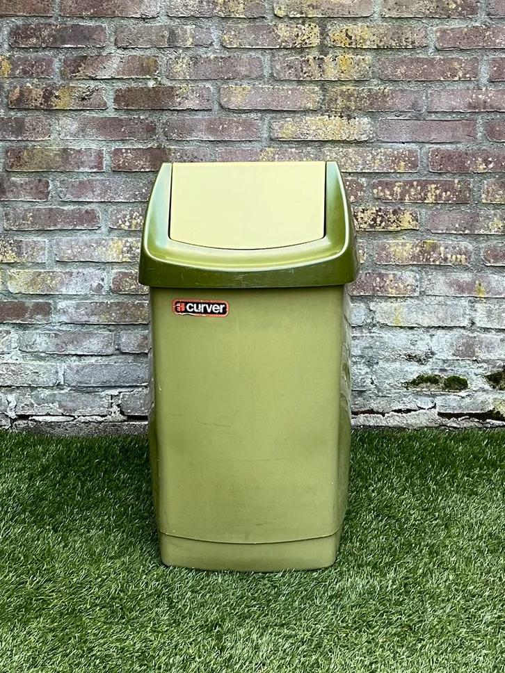 Curver swing wasmand prullenbak groot vintage retro groen, Huis en Inrichting, Woonaccessoires | Prullenbakken, Gebruikt, Kunststof