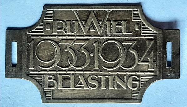 Fietsplaatje Rijwielbelasting 1933-1934, Postzegels en Munten, Penningen en Medailles, Overige materialen, Nederland, Verzenden