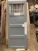 3-slag, 4-vlaks paneeldeuren 3-ruits bovenlicht, 82,5x200 cm, Ophalen, Gebruikt