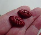 2 Bruin-rode American football knoopjes +/- 2 x 1 cm, Verzenden, Nieuw, Knoop of Knopen