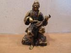 Antiek brons muzikant met luit, Antiek en Kunst, Antiek | Koper en Brons, Ophalen of Verzenden, Brons
