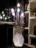 Stijlvolle zilverkleurige vloerlamp in vaas, Ophalen of Verzenden, Zo goed als nieuw, Metaal, Modern