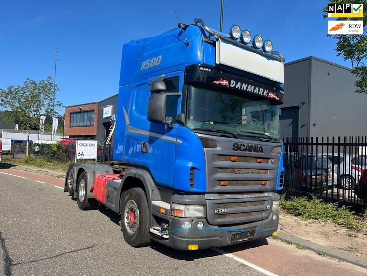 Scania R 580 LA 6X, Auto's, Vrachtwagens, Bedrijf, Te koop, Scania, Diesel, Automaat, Origineel Nederlands, Blauw, Blauw, Stof