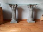 2 beton zuilen met glasplaat 83 hoog voet 34x34, Huis en Inrichting, Woonaccessoires | Zuilen en Pilaren, Ophalen, Zo goed als nieuw