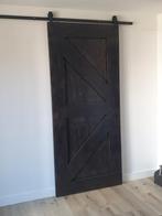 Zwart gebeitste houten schuifdeur 240 lang en 105 cm breed, Doe-het-zelf en Verbouw, Deuren en Horren, 215 cm of meer, Binnendeur