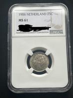 Koningin Wilhelmina 25 cent 1906 MS61 NGC, Ophalen of Verzenden, Koningin Wilhelmina, 25 cent