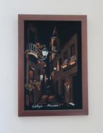 Bijzonder schilderij op velours van een steegje in Malaga, Ophalen of Verzenden