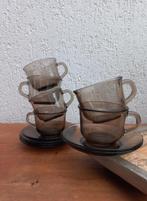 Kop en schotels. Rookglas. Arcoroc. France, Ophalen of Verzenden, Overige stijlen, Kop(pen) en/of Schotel(s), Glas