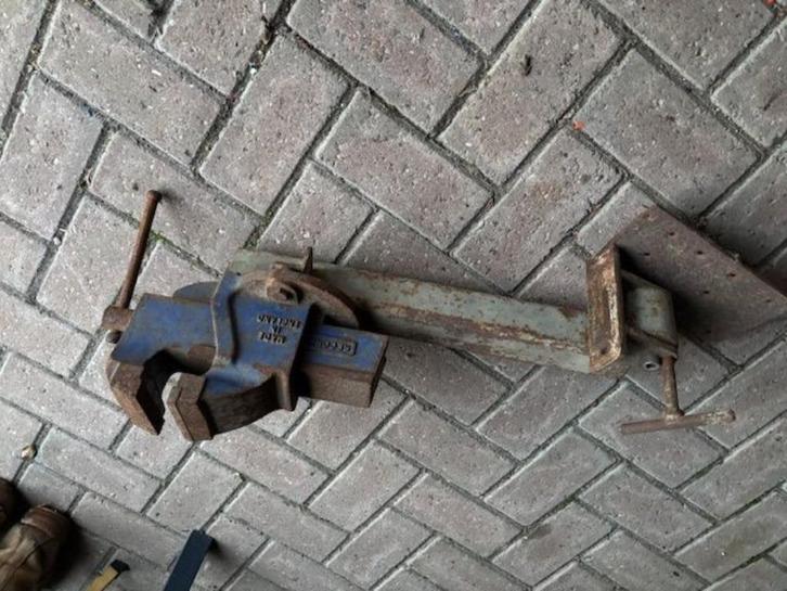 Bankschroef record No 3 incl. beugel bedrijfswagen inbouw, Doe-het-zelf en Verbouw, Werkbanken, Gebruikt, Bankschroef, Inklapbaar