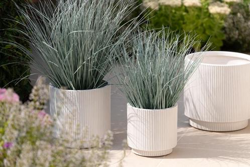 Set Van 3 Bloempotten Misty Klei Wit, Tuin en Terras, Bloempotten, Nieuw, Overige materialen, Binnen, Balkon, Tuin, Minder dan 40 cm