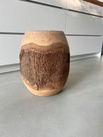 Stoere houten vaas met bast (42 cm hoog, 29 cm diameter), Ophalen, Overige materialen, Overige kleuren, Zo goed als nieuw