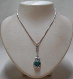 Zilveren ketting met vintage hanger met malachiet nr.1633