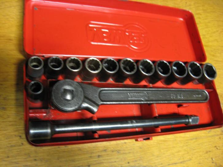 Vintage dopsleutelset ratelset  VBW in zeer goede staat, Auto diversen, Autogereedschap, Gebruikt, Ophalen of Verzenden