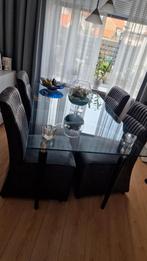 Glazen Eettafel - 160x90 cm, Ophalen, Gebruikt, 50 tot 100 cm, Glas