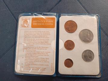 Setje Britain's first decimal coins 1968 1971 beschikbaar voor biedingen