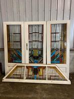 Unieke deurenset 6delige serie met bovenlicht glas in koper, Ophalen