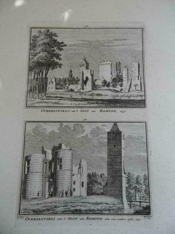 327-328 / Egmond overblijfsel van het Slot Kopergravure 1750 beschikbaar voor biedingen