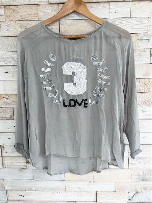 Sack’s voile blouse met pailletten grijs, maat 36 - NP 139,-, Kleding | Dames, Blouses en Tunieken, Nieuw, Maat 36 (S), Grijs