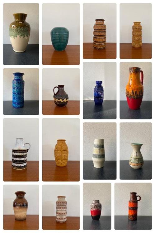 West Germany vazen, veel varianten, Huis en Inrichting, Woonaccessoires | Vazen, Gebruikt, Overige kleuren, Minder dan 50 cm, Aardewerk of Porselein