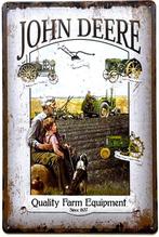John Deere tractor opa kleinkind reclamebord van metaal deco