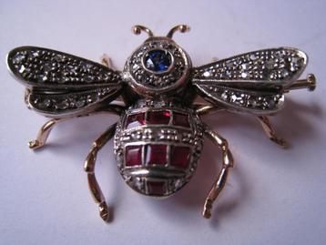 GOUD - GOUDEN ART DECO per. BROCHE  ; BIJ  m. EDELSTENEN beschikbaar voor biedingen