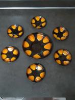 Vintage petit four / gebak set bruin/oranje, Antiek en Kunst, Ophalen of Verzenden