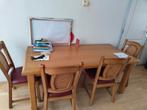 Houten eettafel met 6 stoelen, Huis en Inrichting, Tafels | Eettafels, Ophalen, 100 tot 150 cm, Klassiek, 50 tot 100 cm