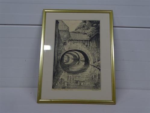A4924 Ets = Binnedieze 's-Hertogenbosch - Hans Best, Antiek en Kunst, Kunst | Etsen en Gravures, Ophalen of Verzenden