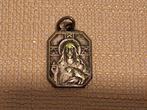 Antiek Zilverkleurige Medaille Heilig Hart Jezus & Scapulier, Verzamelen, Ophalen of Verzenden, Gebruikt, Sieraad, Christendom | Katholiek