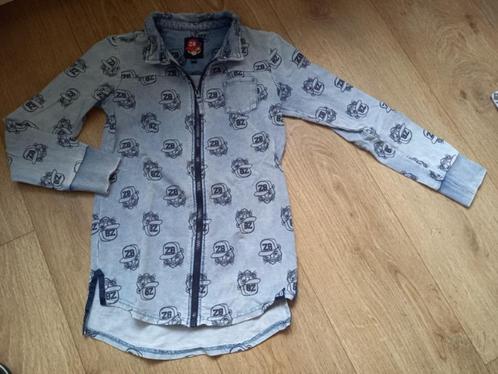 * Blauwe blouse met rits en tijgers Z8, mt 140/146 *, Kinderen en Baby's, Kinderkleding | Maat 140, Gebruikt, Jongen, Overhemd of Blouse