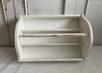 Brocante witte houten bestekbak / 3 vaks-bak beschikbaar voor biedingen