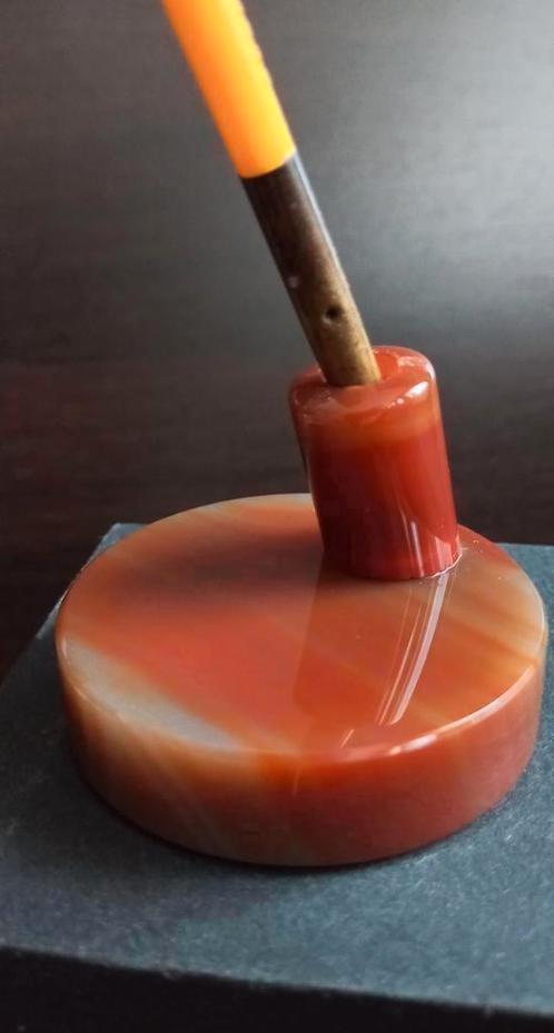 Antiek penhouder rode agaat, Antiek en Kunst, Kunst | Overige Kunst, Ophalen of Verzenden