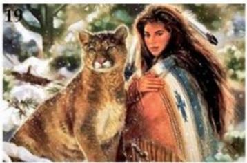 Diamond painting Inheems Amerikaanse vrouw met luipaard beschikbaar voor biedingen