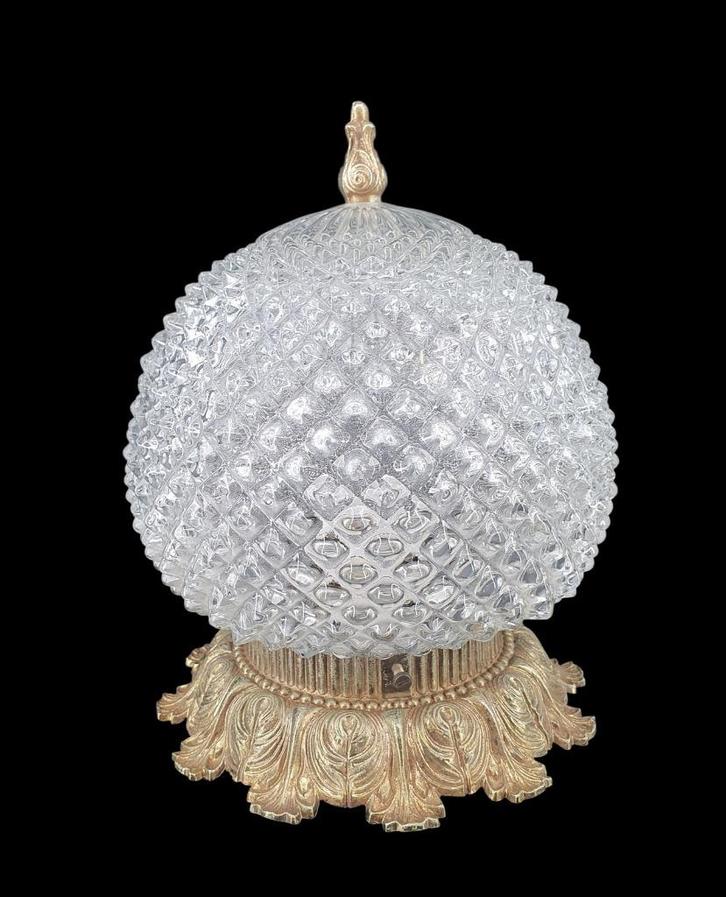 2246 Barok plafonnière glas koper antieke plafondlamp 25x18, Antiek en Kunst, Antiek | Lampen, Ophalen of Verzenden