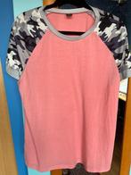 leuk roze shirt camouflage mouwtjes Shein 42/44 als nieuw, Verzenden, Maat 42/44 (L), Zo goed als nieuw, Korte mouw